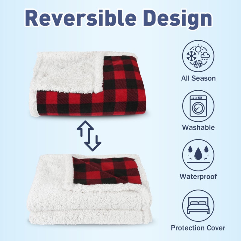 Kritter Planet Waterproof Pet Blanket for Bed, Reversible Sherpa Fleece Protector Couch Cover for Pets, Liquid Proof Furniture Protector for Medium Large Dogs - Image 2